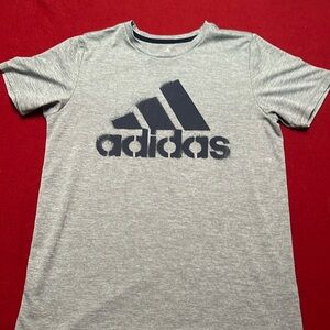 Adidas Logo Gray Tee T Shirt Kids L 14-16 Short Sleeve